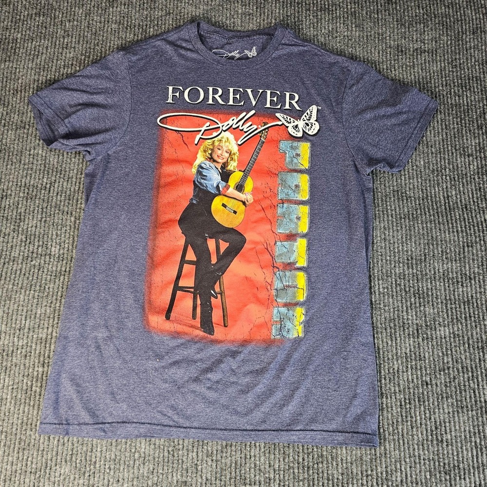 Dolly Forever Parton Shirt Mens Medium Purple Graphic Tee Country Music Guitar